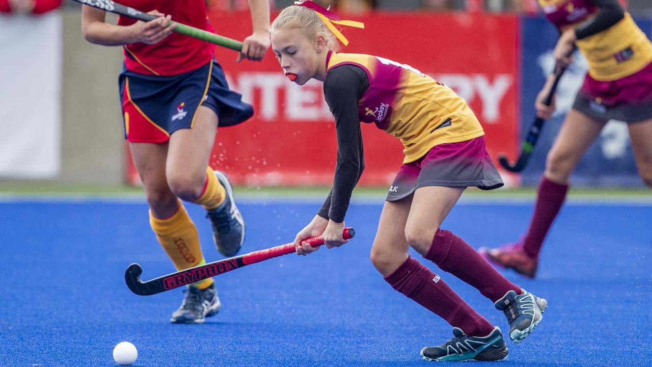 Hockey player Mihaylia Howell, now at Kedron Wavell, has made the Queensland Under 15s Girls First team. Picture: ClickInFocus.