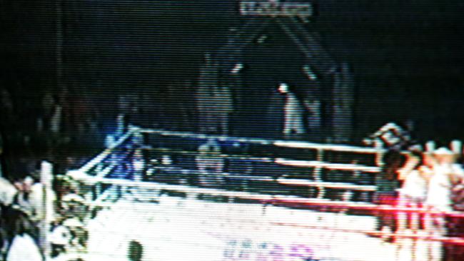 Channel 9 stills of a bikie gang brawl at a kickboxing fight at Royal Pines Resort. PicJono/Searle