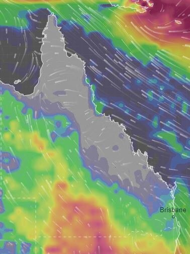 The rain system begins to shift into South East Queensland later this week. Picture: Ventusky