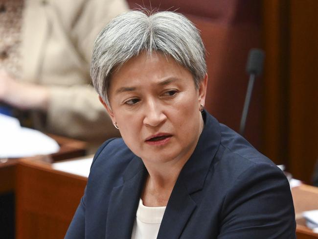 CANBERRA, AUSTRALIA, NewsWire Photos. NOVEMBER 9, 2023: Senator Penny Wong during Question Time in the Senate at Parliament House in Canberra. Picture: NCA NewsWire / Martin Ollman