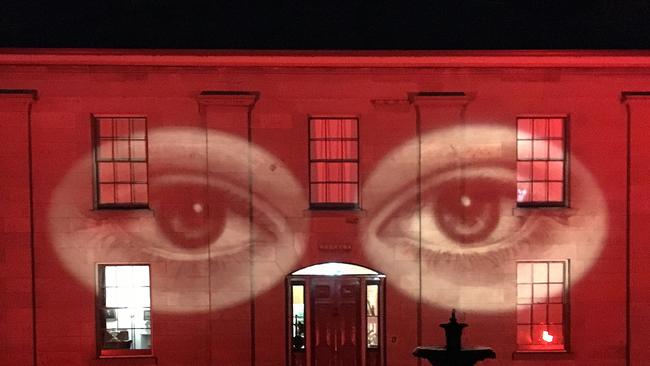 Narryna Heritage Museum in Battery Point. Narryna's Dark Mofo projections are two scenes designed by artist Mary Scott. Picture: SCOTT CARLIN