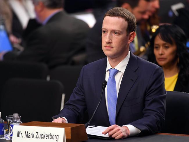 A robotic Mark Zuckerberg was devoid of emotion during his political grilling. Picture: USA Today/Mega