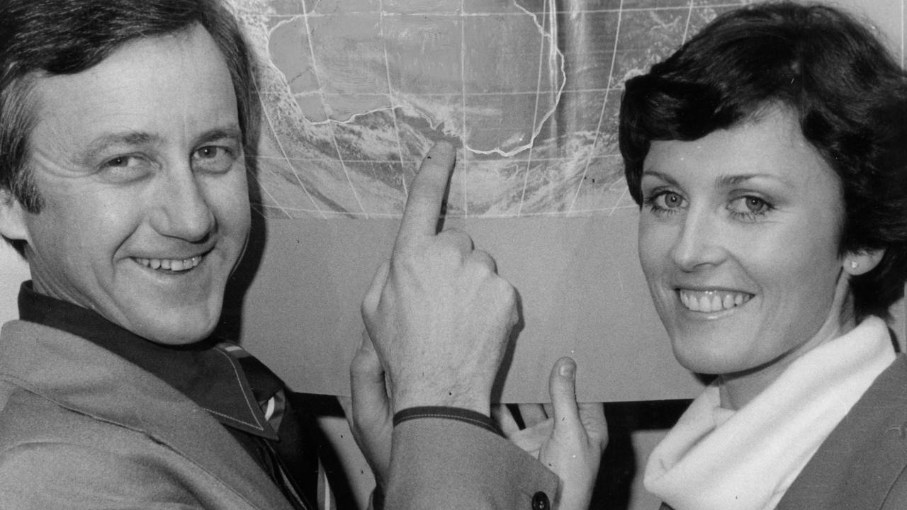 Roger Cardwell and Caroline Ainslie at Channel 9. Picture: Advertiser Libraries