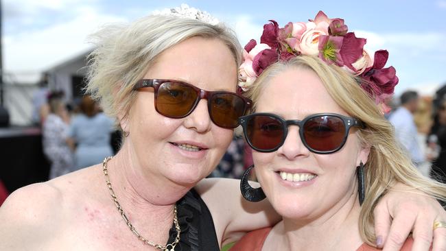 Ladbrokes Sale Cup. Racegoers are pictured attending Cup Day horse races at Sale Turf Club, Sunday 27th October 2024. Kerryn foat, Candice Morris Picture: Andrew Batsch