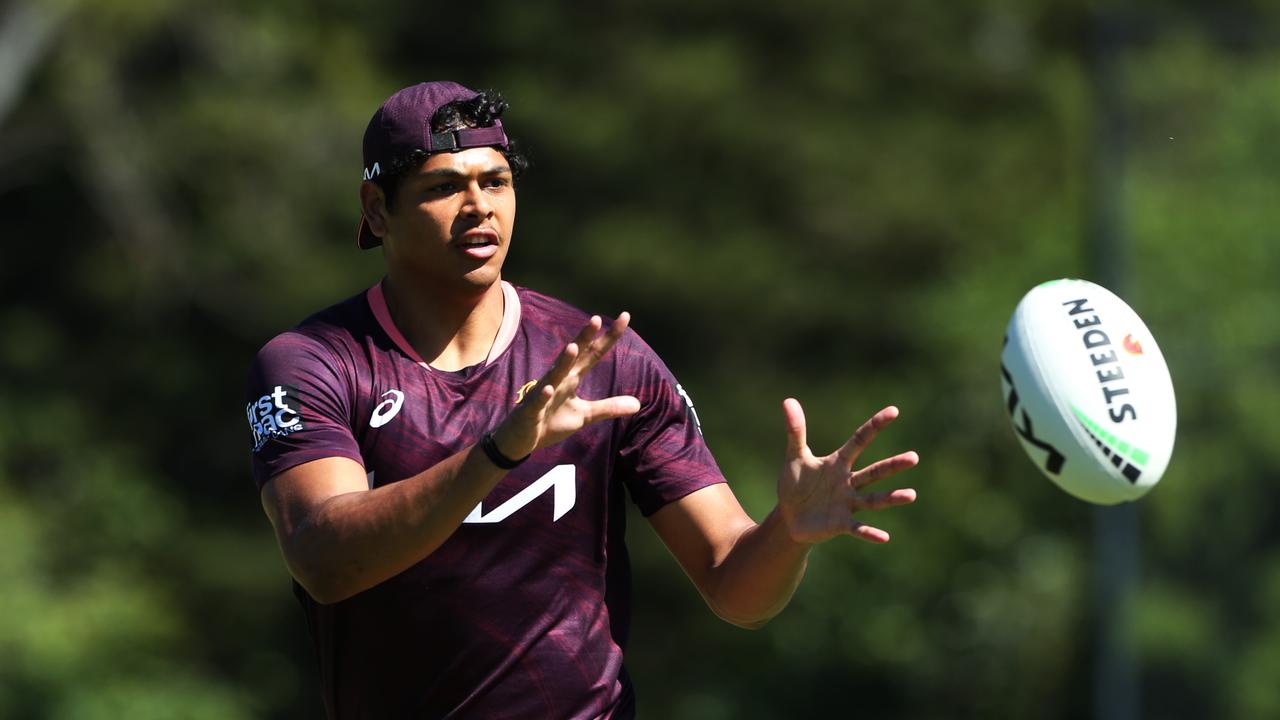 Selwyn Cobbo during Brisbane Broncos training from Red Hill. Picture: Zak Simmonds