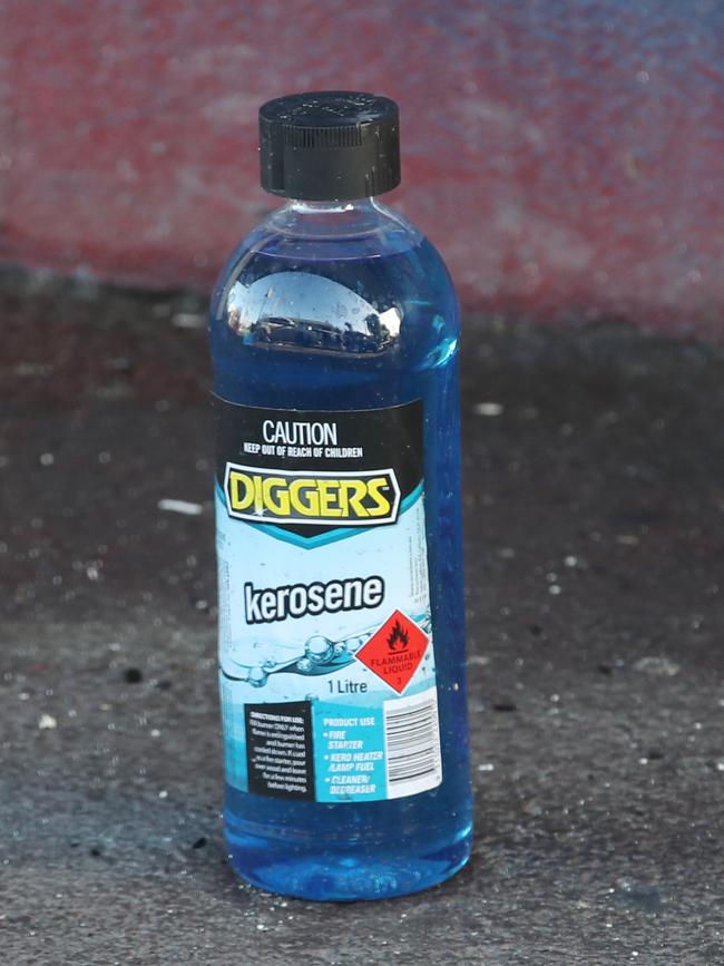 A bottle of Kerosene outside the front of the shop. Picture: David Crosling