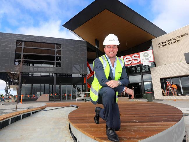 Welsh Group director Andrew Welsh at the nearly complete Armstrong Creek town centre. picture: Glenn Ferguson