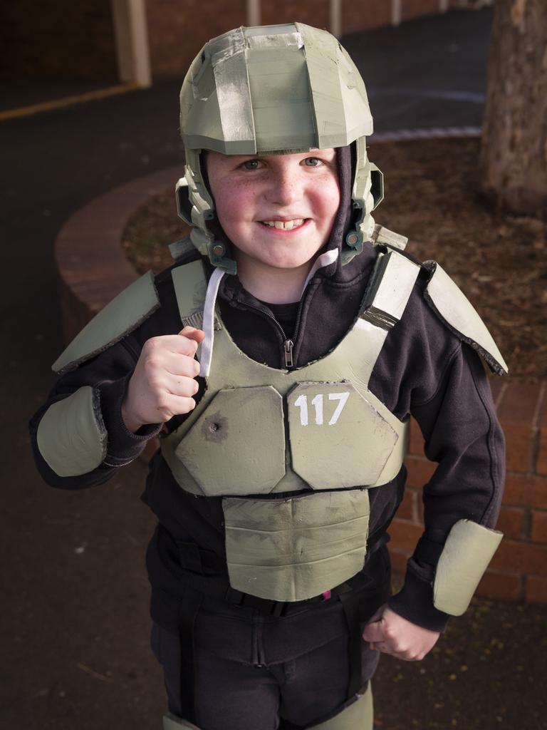 Halo character Liam Melloy for Book Week at Rangeville State School, Friday, August 25, 2023. Picture: Kevin Farmer