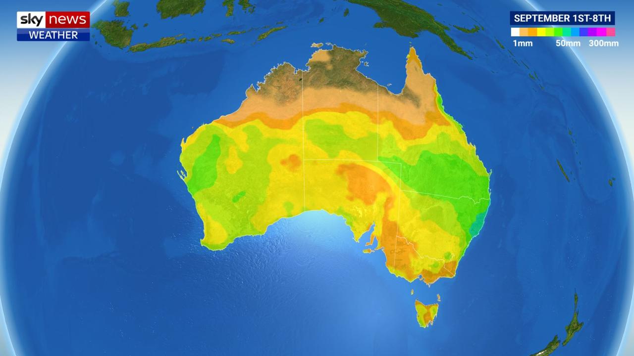 Virtually the entire country could see rain over the coming days. Picture: Sky News Weather.