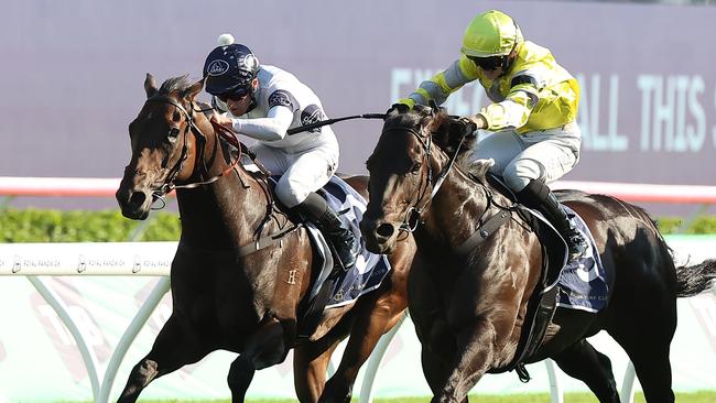 SYDNEY, AUSTRALIA - MARCH 01: Josh Parr riding  Iowna Merc win Race 9 Liverpool City Cup during Sydney Racing at Royal Randwick Racecourse on March 01, 2025 in Sydney, Australia. (Photo by Jeremy Ng/Getty Images)