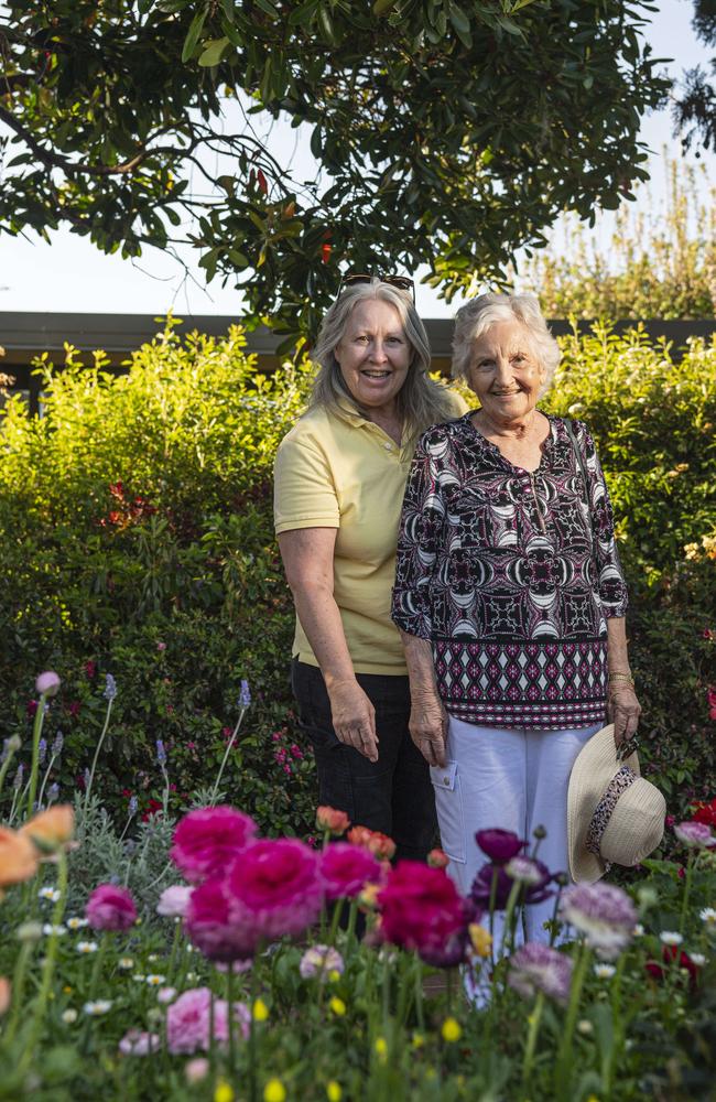 Natalie Wain (left) and Marian Rogers in The Chronicle Garden Competition City Reserve Grand Champion garden of Cheryl Ganzer during the Carnival of Flowers, Saturday, September 21, 2024. Picture: Kevin Farmer