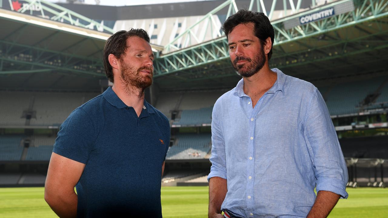 AFLPA president Patrick Dangerfield with AFL boss Gillon McLachlan at Marvel Stadium.