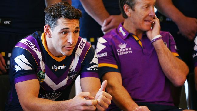 Billy Slater during the team photoshoot ahead of the NRL grand final. (Photo by Michael Dodge/Getty Images)