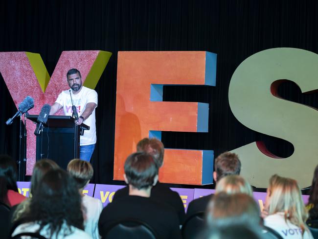 SYDNEY, AUSTRALIA - NCA NewsWire Photos - Saturday 14 October, 2023:, Dean Parkin speaks at Wests Ashfield Leagues Club, Yes campaign event as the referendum results are being counted , VOICEREF23, Picture: NCA NewsWire / Monique Harmer