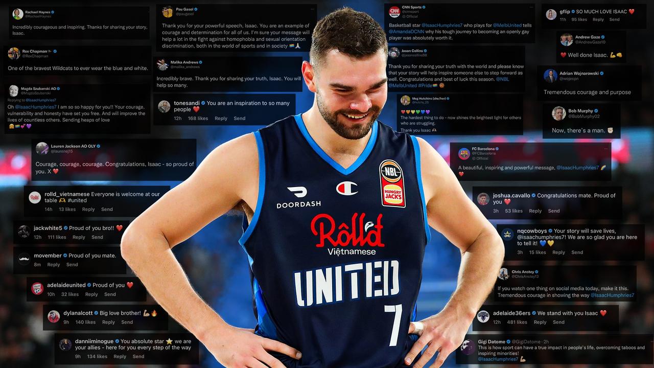 Isaac Humphries received a stack of support on social media after coming out as basketball's first gay athlete. Picture: Melbourne United