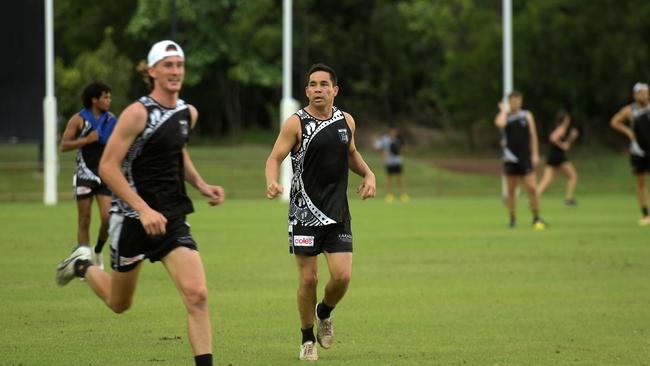 Thursday’s training received some fanfare with two former AFL players and friends taking to the field. Picture: (A)manda Parkinson