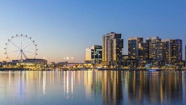 Melbourne’s Docklands at night. Picture: Supplied by Adelade University