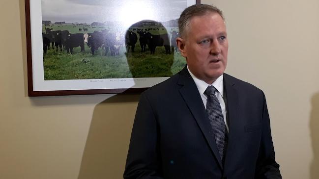 ​Troy Bell MP speaks to media following theft charges