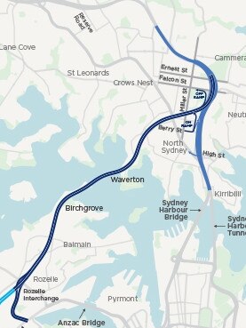 The tunnel will link the WestConnex Rozelle interchange to the Warringah Freeway under Sydney Harbour.