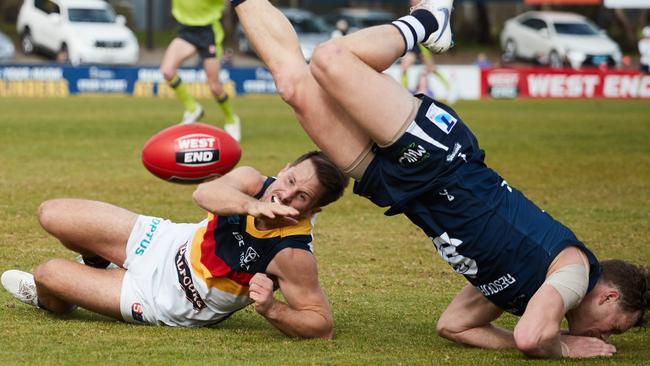 Anthony Biemans and the Panthers crashed back to earth after hearing Sturt had beaten Glenelg at Unley Oval. Picture: Matt Loxton