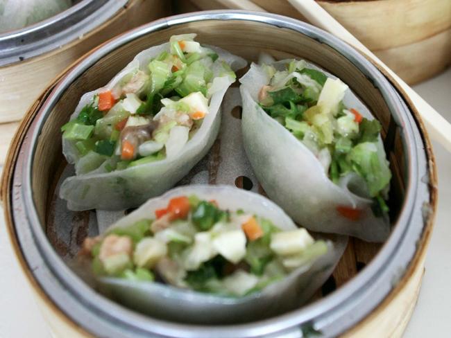 Easy House vegetarian Restaurant — Chinese parsley dumplings.