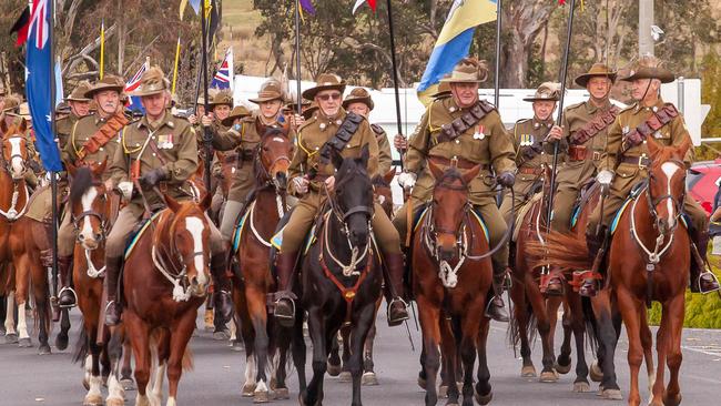 A parade was held as part of the recognition of Sandy the war horse, the only horse to return from the war. Picture David Cottee