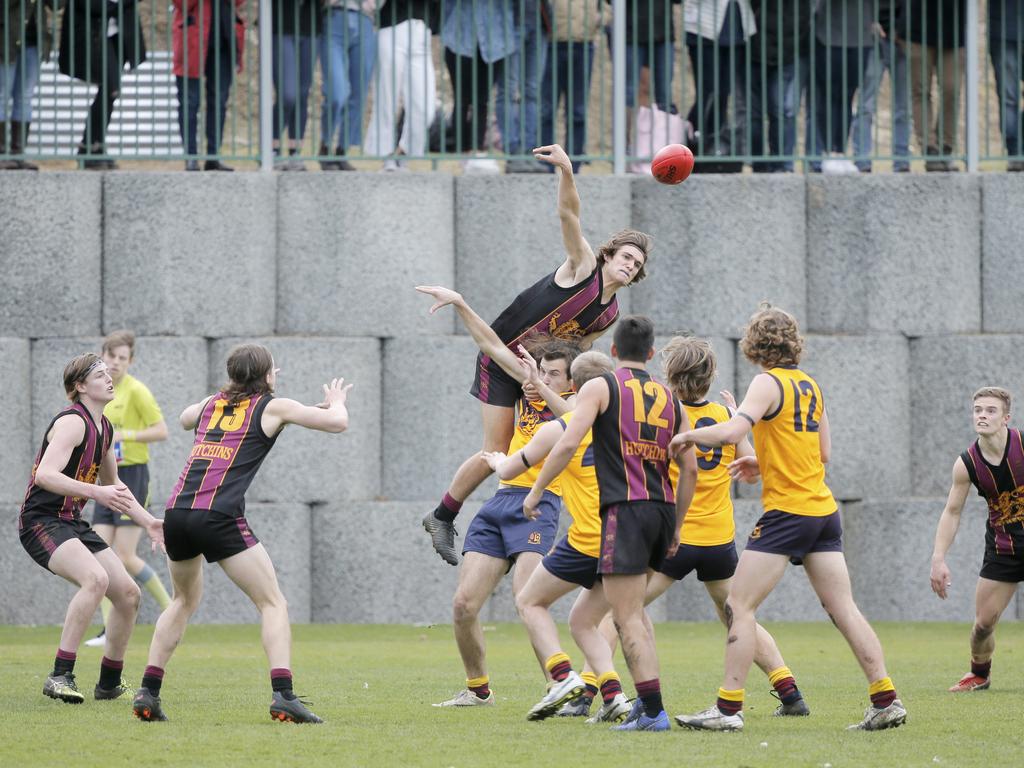 Hutchins 1st XVIII versus Scotch Oakburn in the Sports Association of Independent Schools Australian Rules grand final. Picture. PATRICK GEE