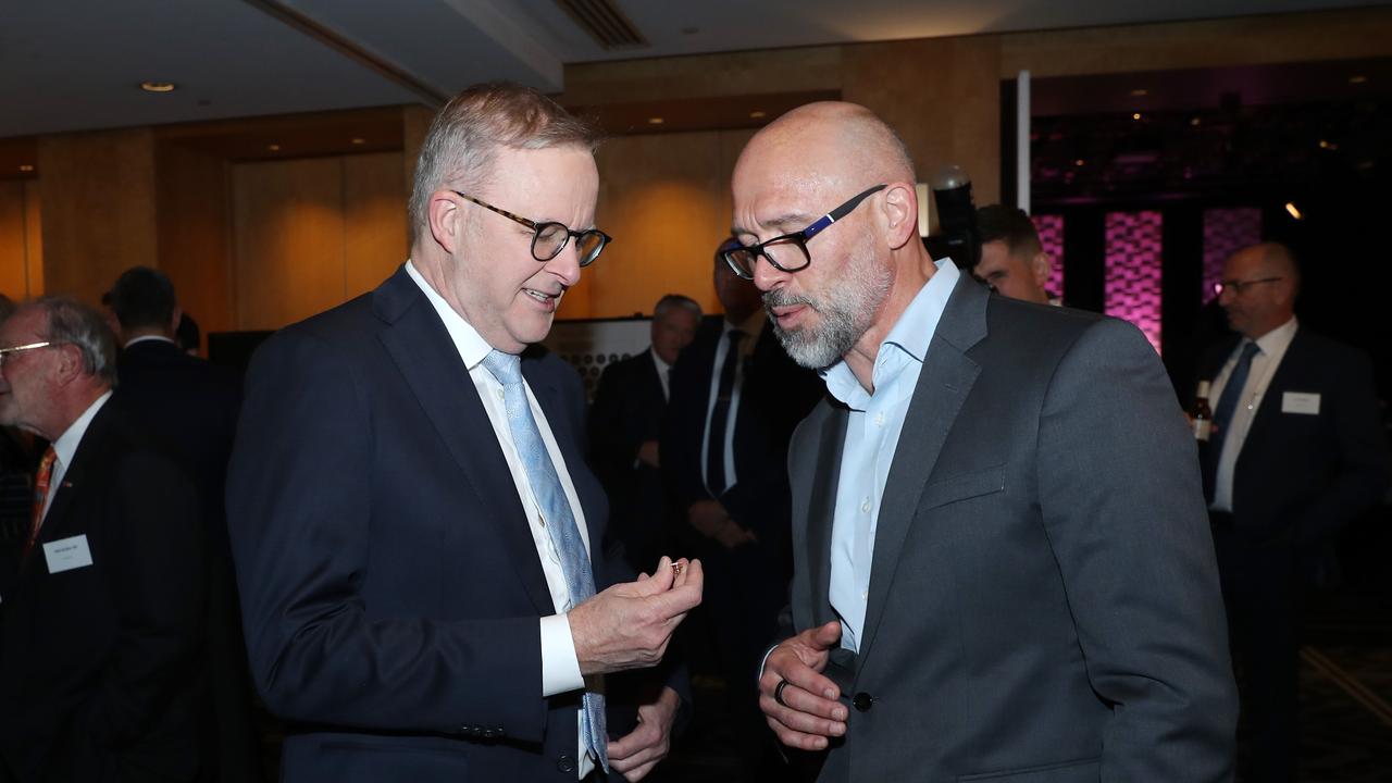 Prime Minister Anthony Albanese and BCA President Tim Reed. Picture: John Feder/The Australian.