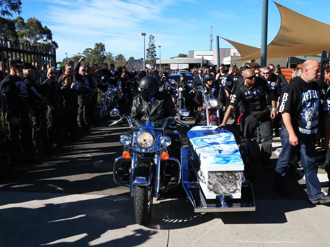 Funeral for Rebels Sergeant-at-Arms Simon Rasic at the Bringelly Clubhouse and also the Inspire Church at Hoxton Park. Picture: Adam Taylor