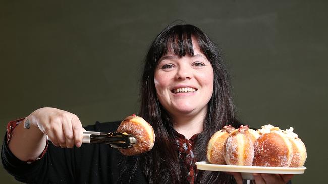 Owner of Lady Hester, Loren Clarke inside her doughnut/cake bakery in Battery Point. Picture: Zak Simmonds