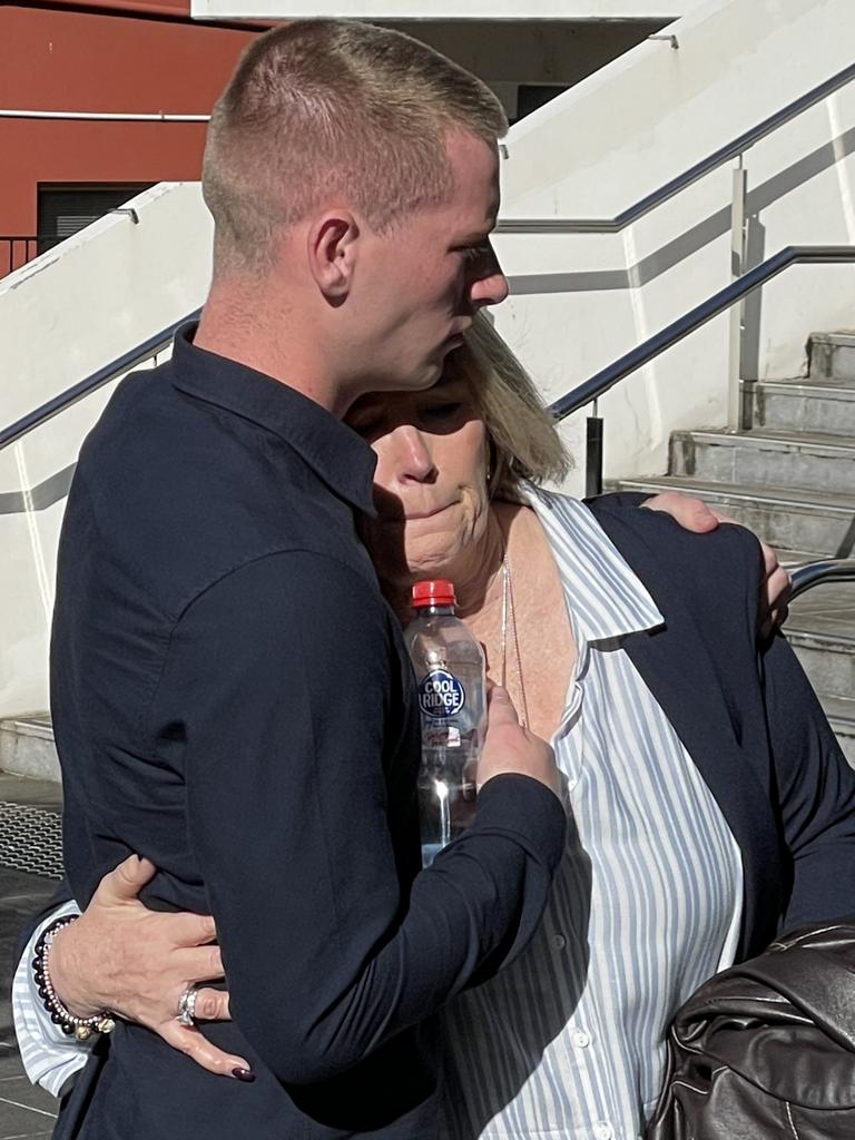 Libby’s boyfriend and mum outside court. Picture: Dylan Arvela