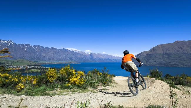 Mountain bike riding in Queenstown.