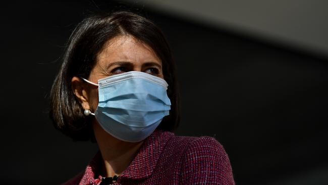 NSW Premier Gladys Berejiklian looks on during a press conference in Sydney. Picture: NCA NewsWire/Joel Carrett