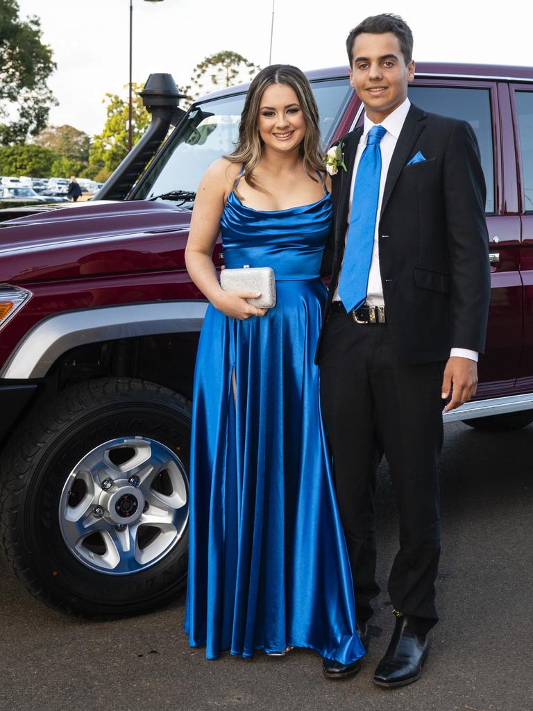 Graduate Lily Christensen with partner Will Suey at Concordia Lutheran College valedictory dinner red carpet arrivals at Redlands campus, Friday, September 16, 2022. Picture: Kevin Farmer