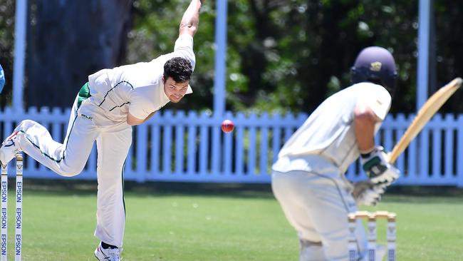 Wynnum Manly bowler Josh Frazer Valley v Wynnum Manly.