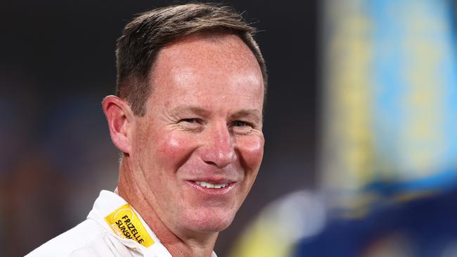 GOLD COAST, AUSTRALIA - AUGUST 28: Titans coach Justin Holbrook after the round 24 NRL match between the Gold Coast Titans and the Newcastle Knights at Cbus Super Stadium, on August 28, 2022, in Gold Coast, Australia. (Photo by Chris Hyde/Getty Images)