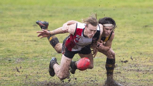 Benalla full-forward Josh Mellington has received a reprimand for engaging in rough play. Picture: Bruce Povey