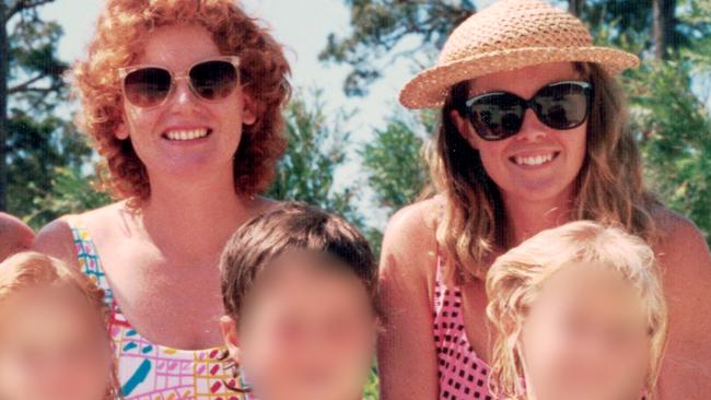 Joanne Curtis, right, with friend Karen Cook, left, in Coomera on the Gold Coast in November 1988.