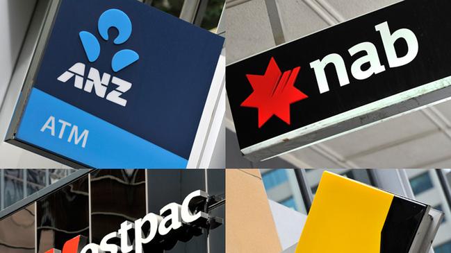 **RETRANSMISSION OF IMAGE ID 20151026001192454952 RESIZED** A composite image of signage of Australia's 'big four' banks ANZ, Westpac, the Commonwealth Bank (CBA) and the National Australia Bank (NAB) signage in Sydney, Friday, Oct. 23, 2015. (AAP Image/Joel Carrett) NO ARCHIVING