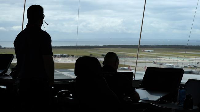 Air traffic controllers at work at Brisbane Airport. Picture: Tara Croser