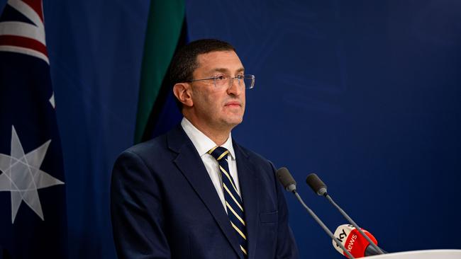 Julian Leeser at a press conference where he resigned from the Liberal party front bench. Picture: NCA NewsWire/ Ben Symons