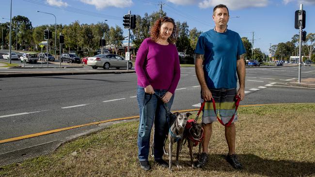 Kimberley Hagen and her partner Rick Taylor say the intersection is a “real problem spot”. Picture: Jerad Williams