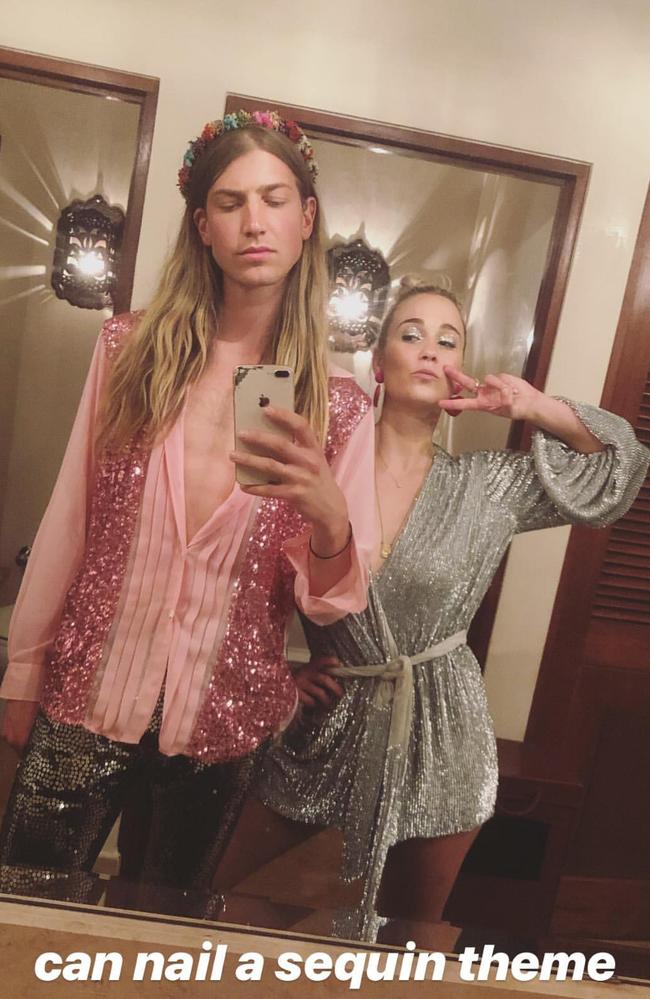 Richard Wilkins’ son Christian was in head to toe in sequins with a pal. Picture: Instagram