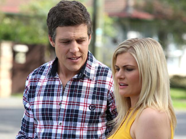 Home and Away star Bonnie Sveen and her on-screen partner Steve Peacocke. Picture: Channel 7