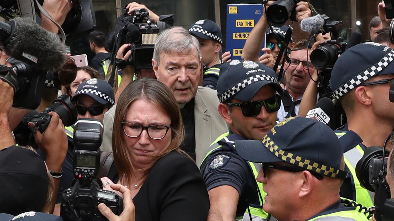 Catholic Cardinal George Pell is seen leaving the County Court in Melbourne today. Picture: David Crosling/AAP