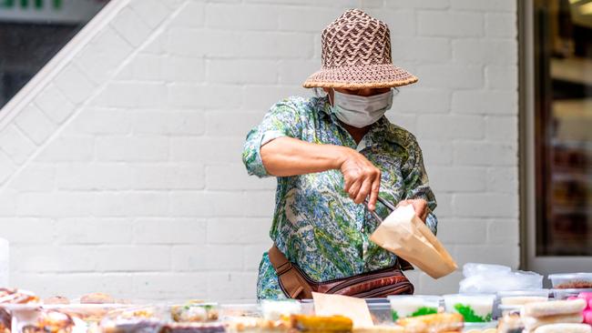 A vendor at the Rapid Creek Markets on Sunday March 29. Picture: Che Chorley