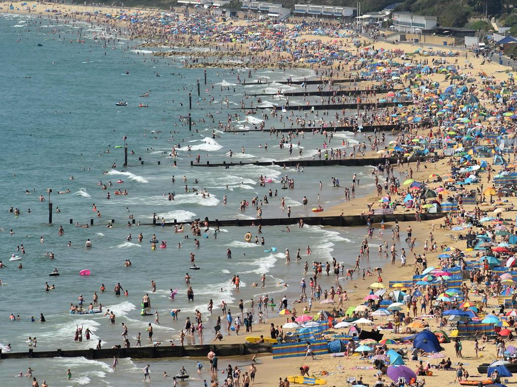 Beachgoers in Bournemouth fight for a spot of sand Picture: Glyn KIRK / AFP.