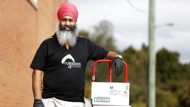 Amar Singh, founder of Turbans 4 Australia, is continuing to volunteer even as his own trucking business suffers in the lockdown. Picture: Jonathan Ng