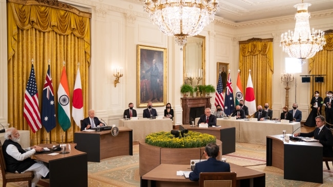 The Prime Ministers of Australia, India and Japan met with US President Joe Biden at the White House in their first in-person meeting. Picture: Sarahbeth Maney-Pool/Getty Images