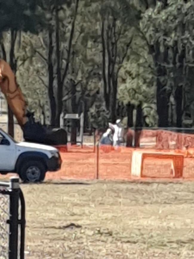 Council work on removing the asbestos at Jamison Park.